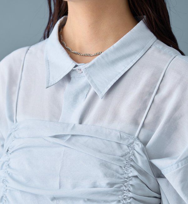  「【着こなし豊富◎】チェックビスチェSETビッグシャツ」|シャツ・ブラウス|