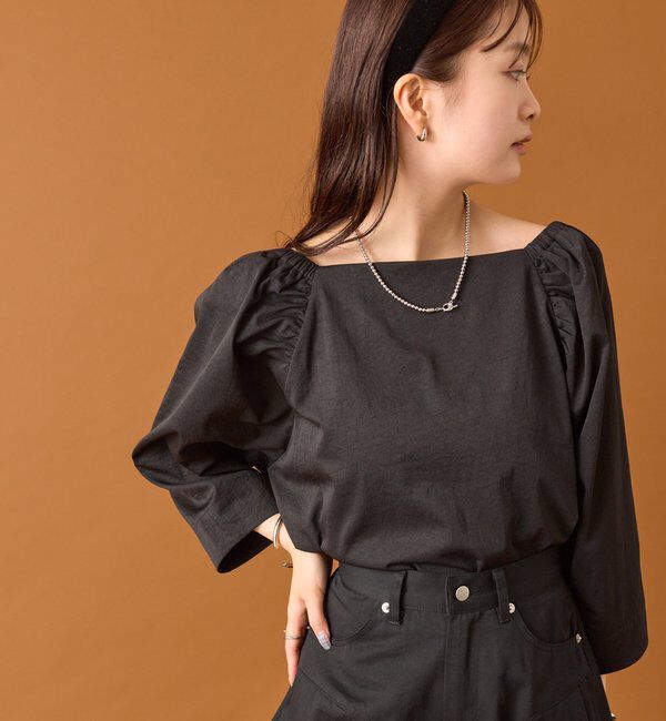  「チョーカーリボンパフブラウス」|シャツ・ブラウス|ブラック