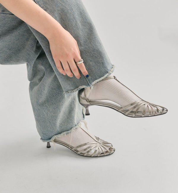  「シャイニーミュール」|パンプス|シルバー