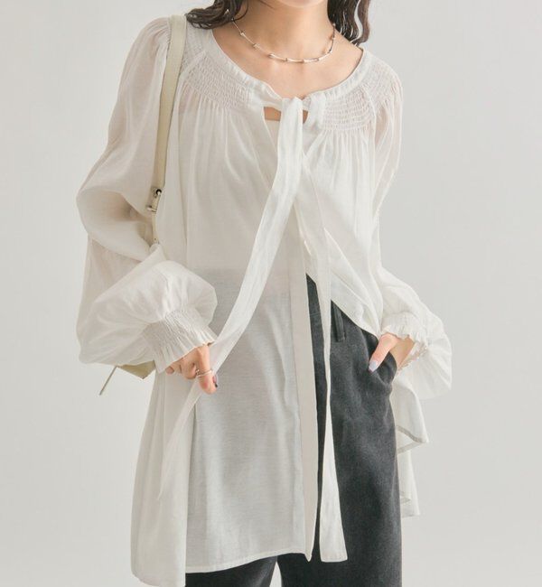  「ボウタイスキッパーブラウス」|シャツ・ブラウス|オフホワイト