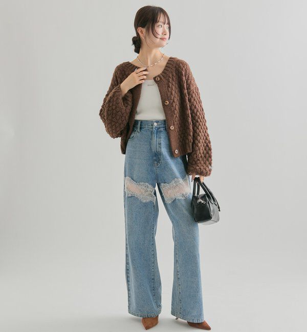  「レース切替デニム」|デニム|