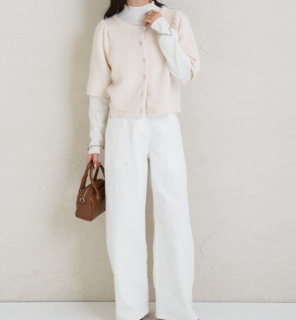  「ふわふわ半袖ニット カーディガン」|カーディガン|