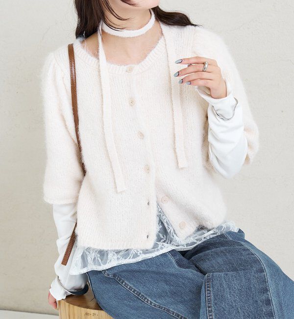  「ふわふわ半袖ニット カーディガン」|カーディガン|