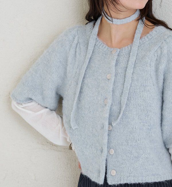  「ふわふわ半袖ニット カーディガン」|カーディガン|