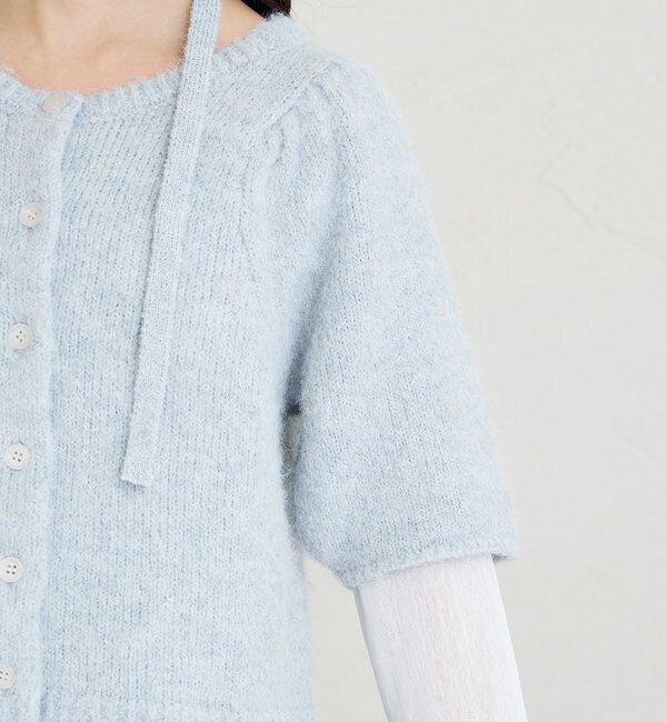  「ふわふわ半袖ニット カーディガン」|カーディガン|