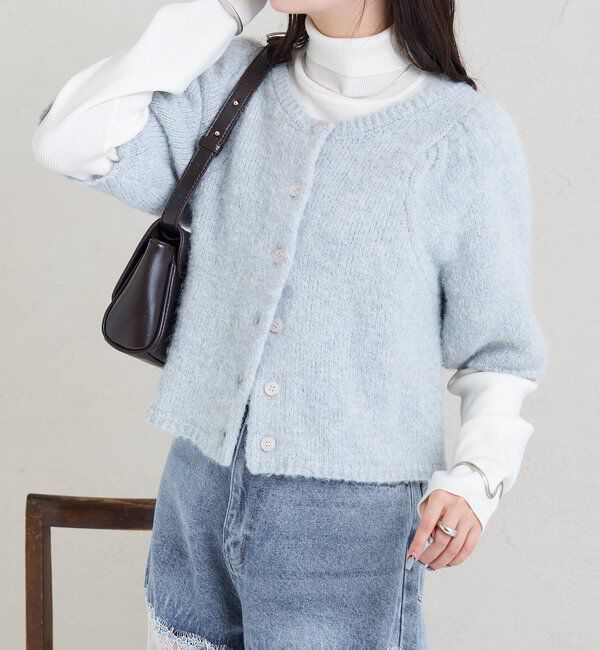  「ふわふわ半袖ニット カーディガン」|カーディガン|