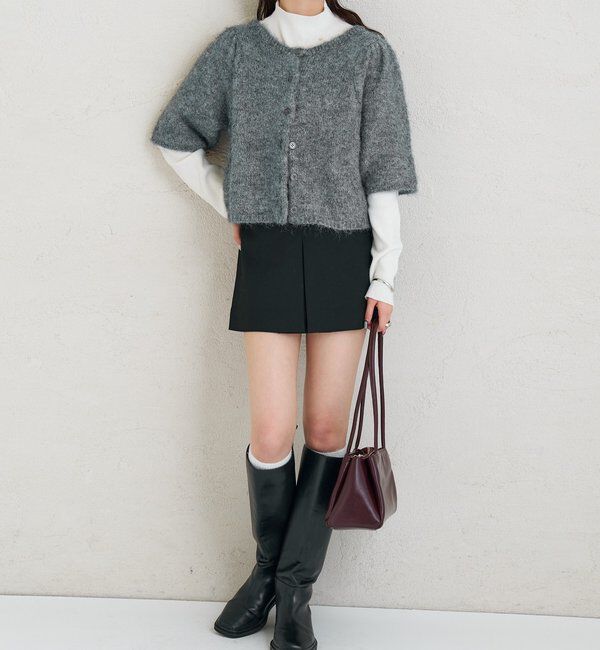  「ふわふわ半袖ニット カーディガン」|カーディガン|