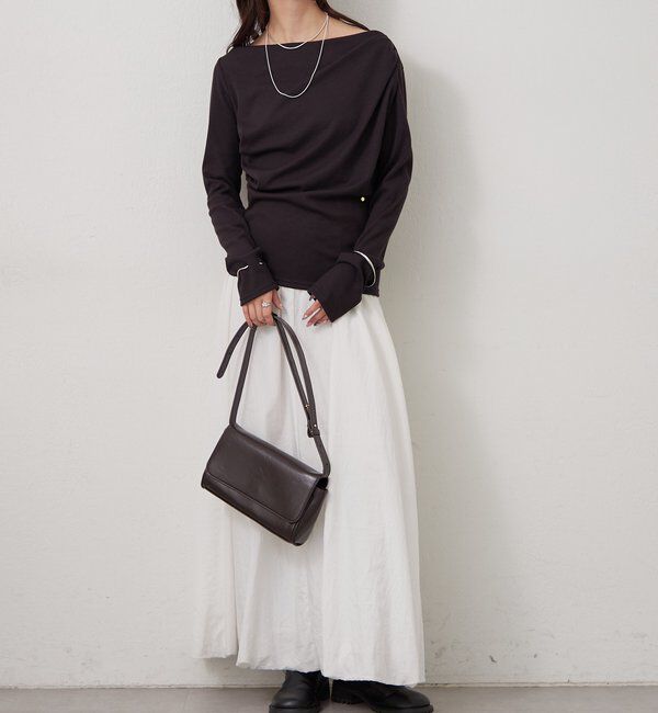  「チャーム付きオフショルリブロングTシャツ」|Tシャツ・カットソー|