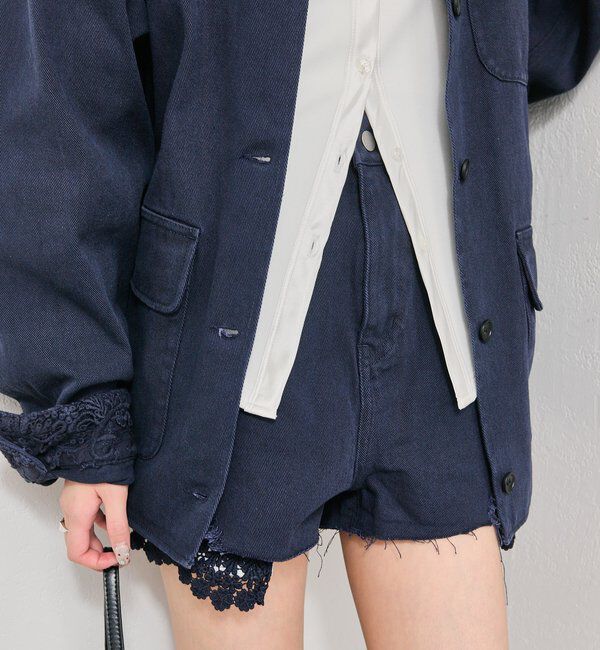  「レースポケットショートパンツ」|デニム|