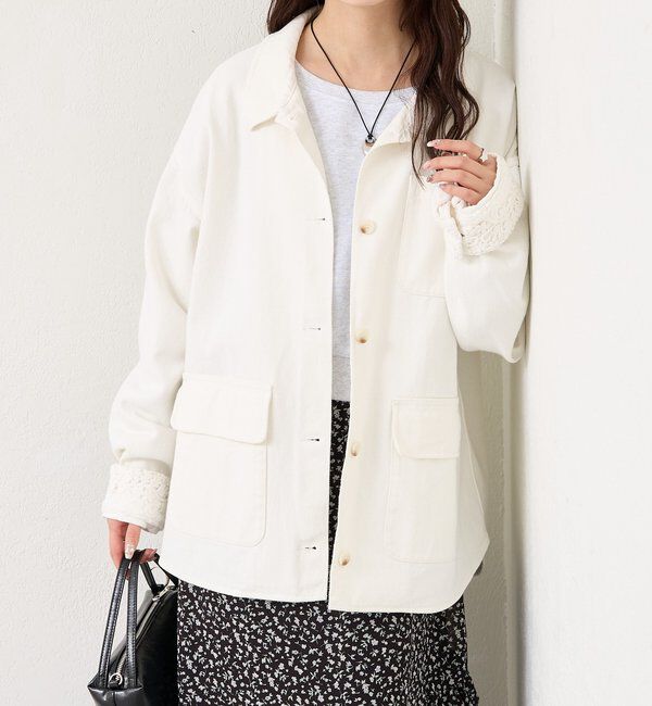  「裾レースツイルジャケット」|ブルゾン・スタジャン|