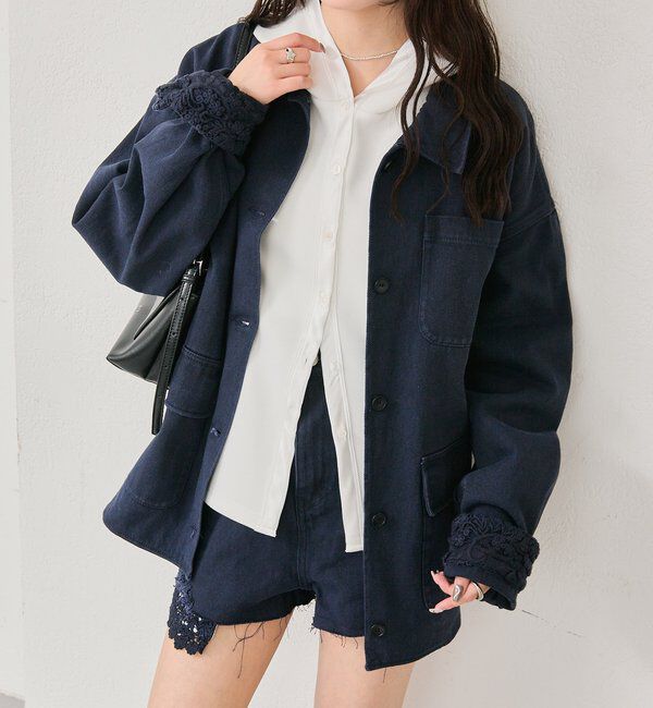  「裾レースツイルジャケット」|ブルゾン・スタジャン|