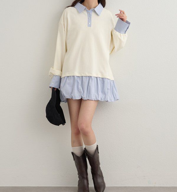  「バルーン切り替えミニワンピース」|ワンピース|