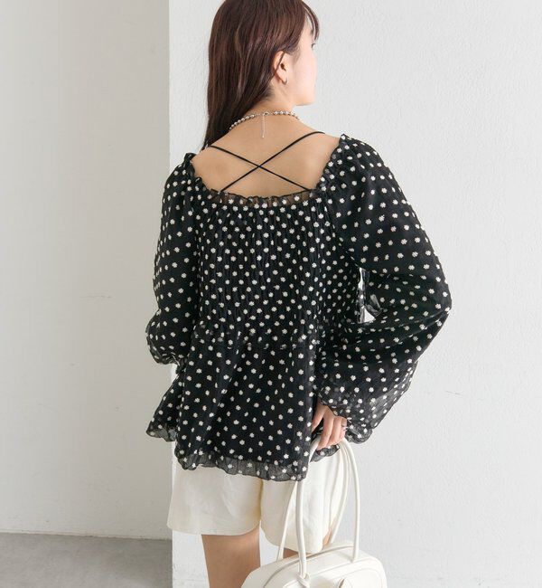 「ドットフラワーバルーンブラウス」|シャツ・ブラウス|