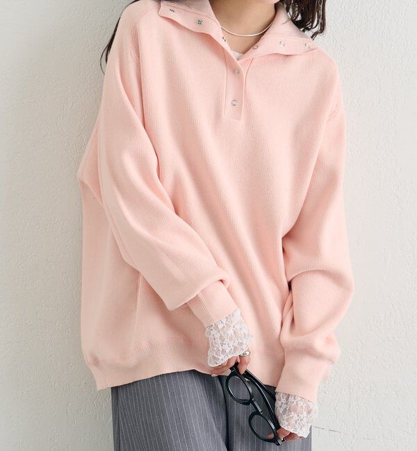  「26SSスウェットライクヘンリーニット」|ニット・セーター|ピンク