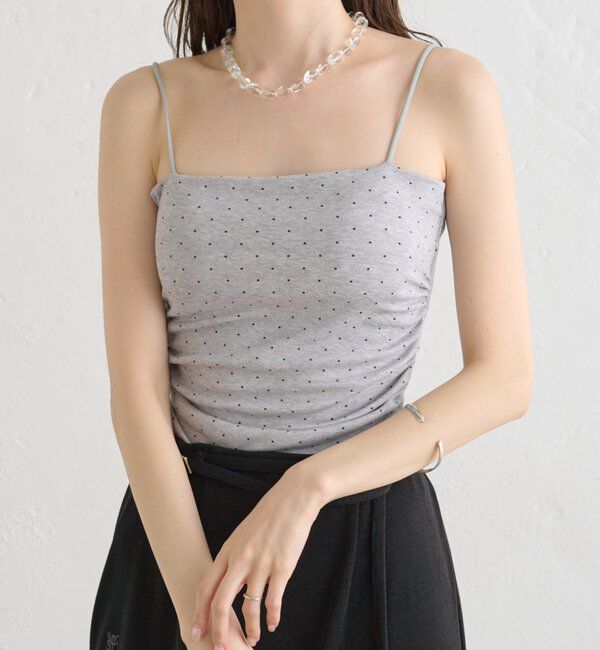  「パット付きサイドギャザードットキャミソール」|キャミソール|