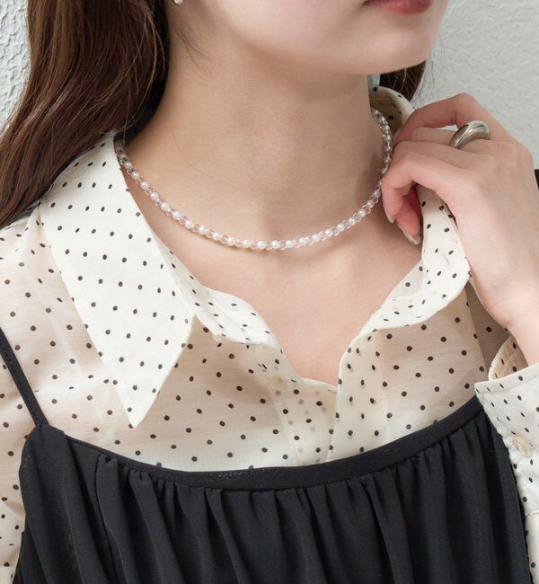  「パールクリアネックレス」|リング|オフホワイト