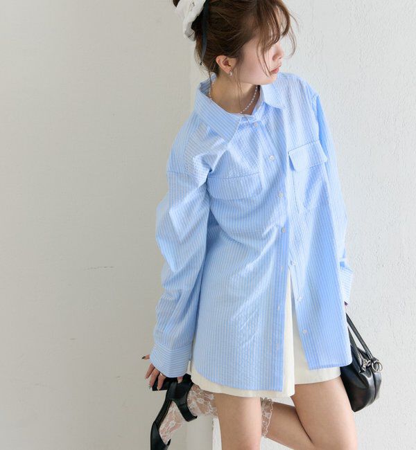  「ストライプBIGシャツ」|シャツ・ブラウス|