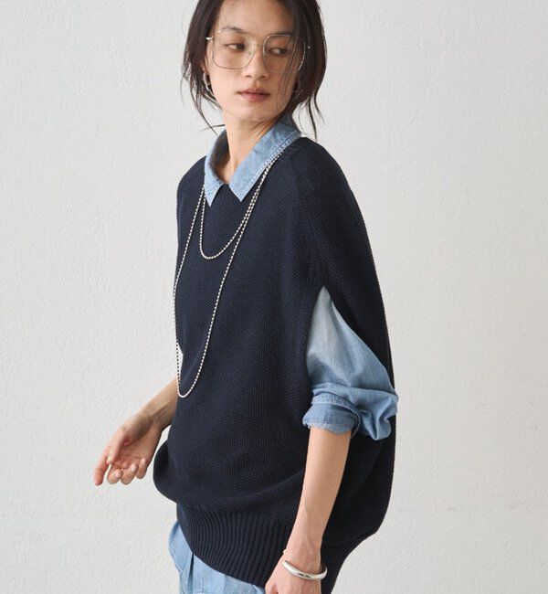  「ギマ鹿子ポンチョニットベスト」|ニット・セーター|