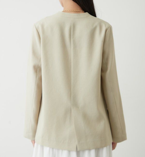  「麻調合繊ノーカラージャケット」|テーラードジャケット|