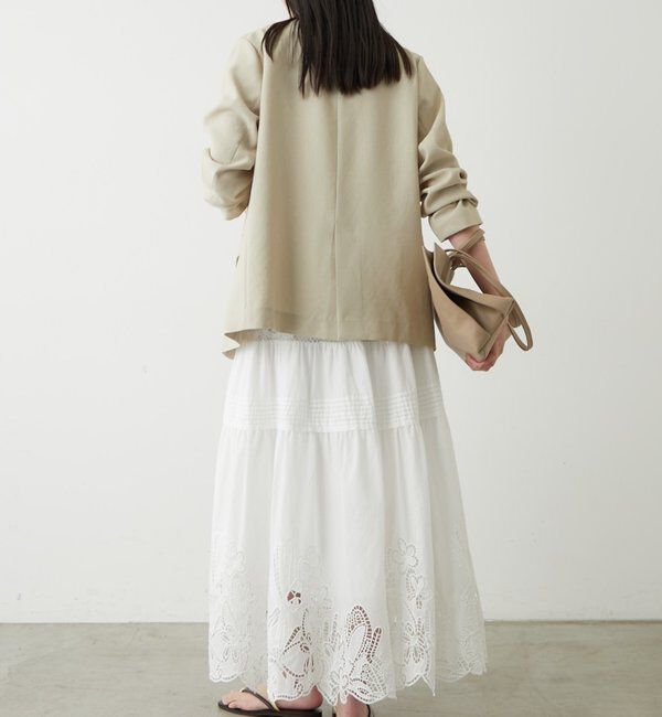  「麻調合繊ノーカラージャケット」|テーラードジャケット|