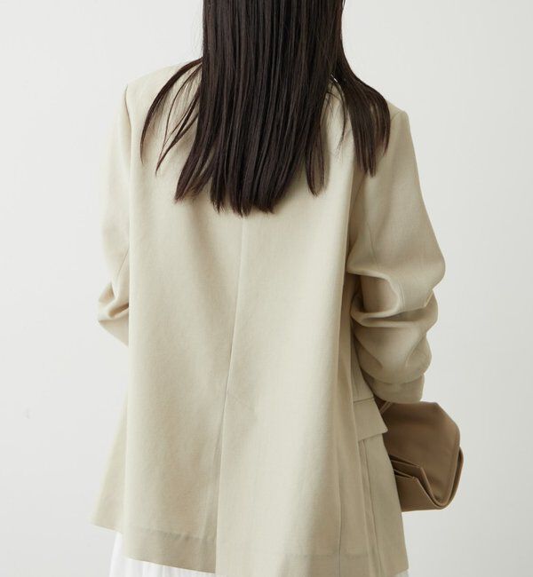  「麻調合繊ノーカラージャケット」|テーラードジャケット|
