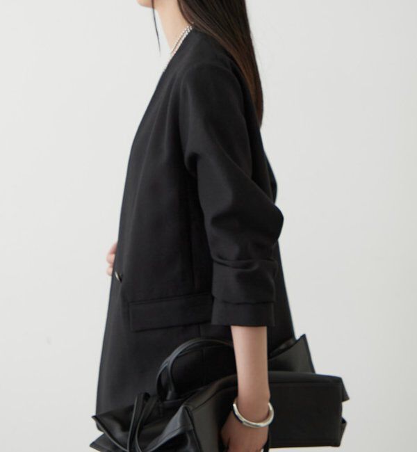  「麻調合繊ノーカラージャケット」|テーラードジャケット|