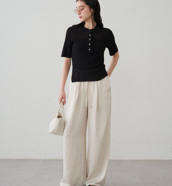  「サテンワイドイージーパンツ」|チノ|