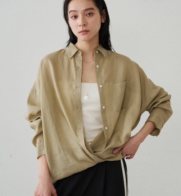  「カシュクール2wayリネンシャツ」|シャツ・ブラウス|ベージュ