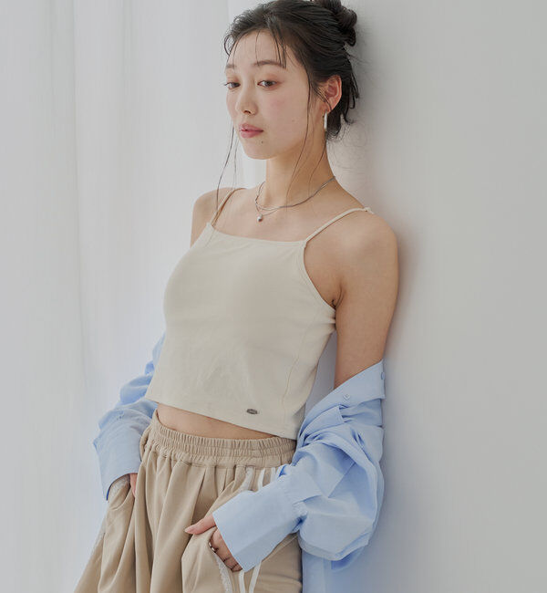  「【6色展開】バックオープンリブキャミ」|キャミソール|