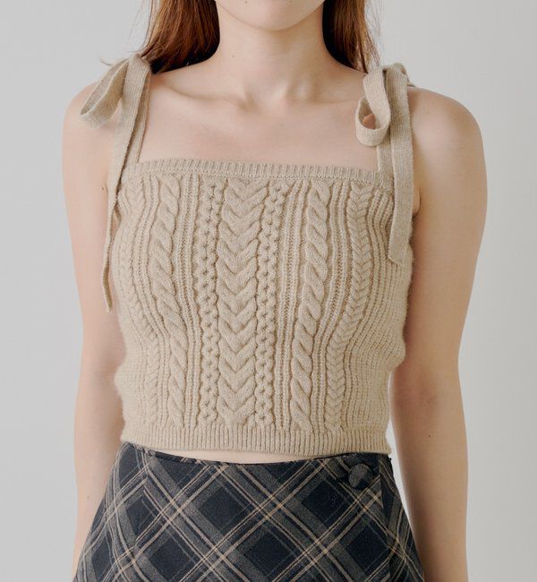  「ケーブルリボンキャミ+ボレロセット」|ニット・セーター|