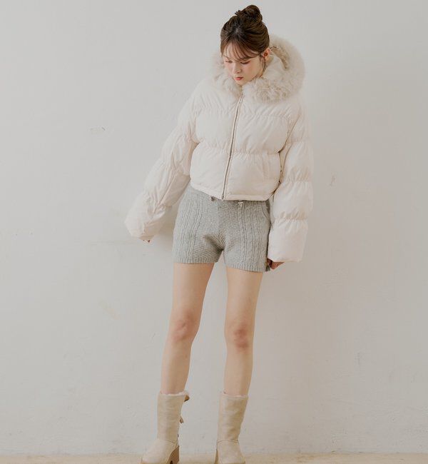  「【セットアップ対応】ケーブルショートニットパンツ」|チノ|