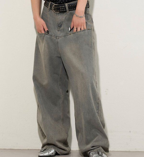  「《UNISEX / サイズ展開あり》スラッシュポケットブラストワイドデニム」|デニム|