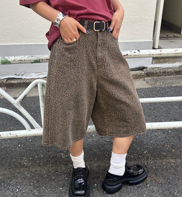  「PATTERNED TWILL SHORTS」|デニム|ブラウン