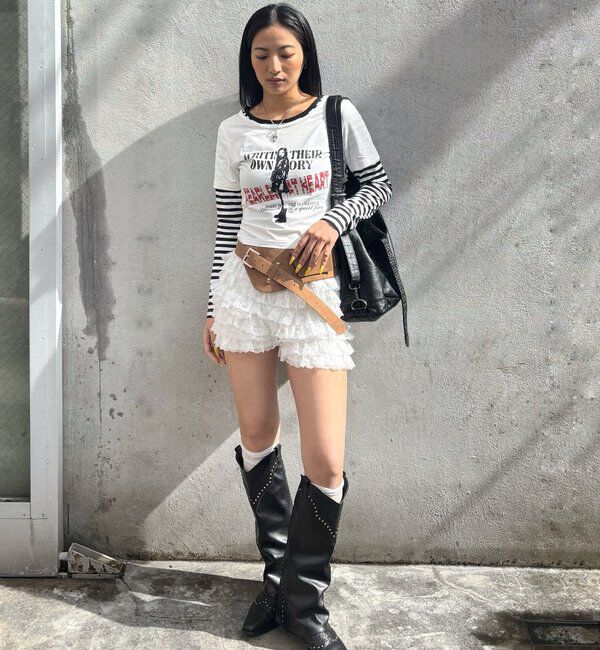  「レースショートパンツ(無地/ドット/チェック/レオパード)」|チノ|