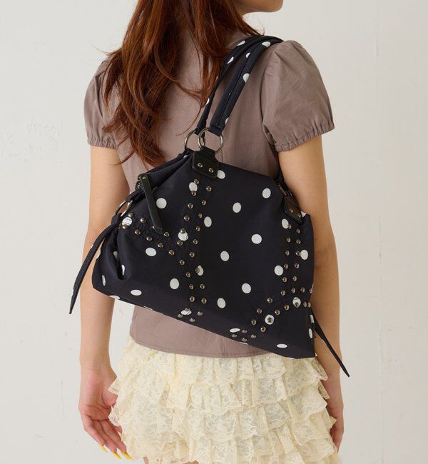  「スタッズショルダーバッグ（無地/ドット柄）」|トートバッグ|