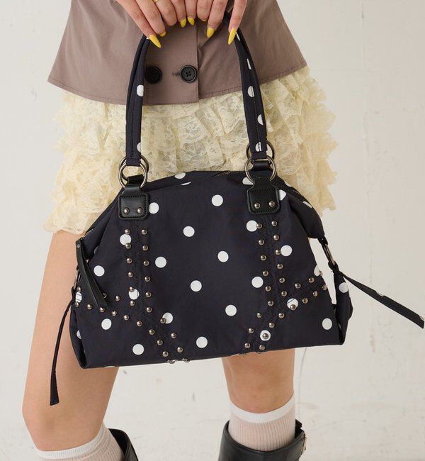  「スタッズショルダーバッグ（無地/ドット柄）」|トートバッグ|
