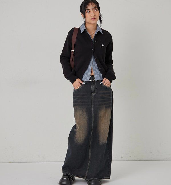  「ワンポイントクルーカーデ」|カーディガン|