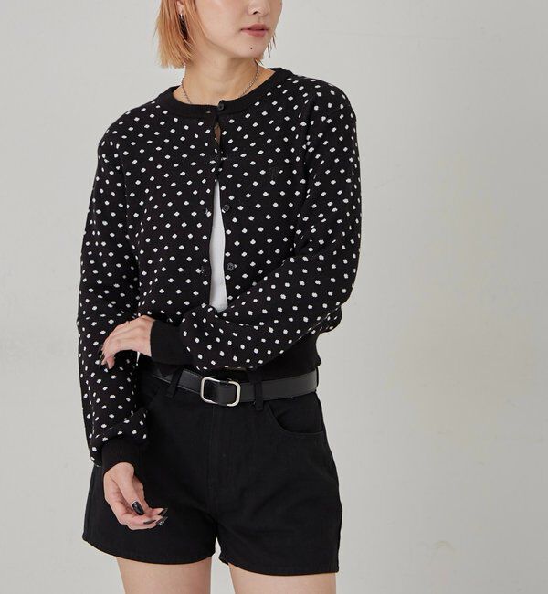  「ワンポイントクルーカーデ」|カーディガン|