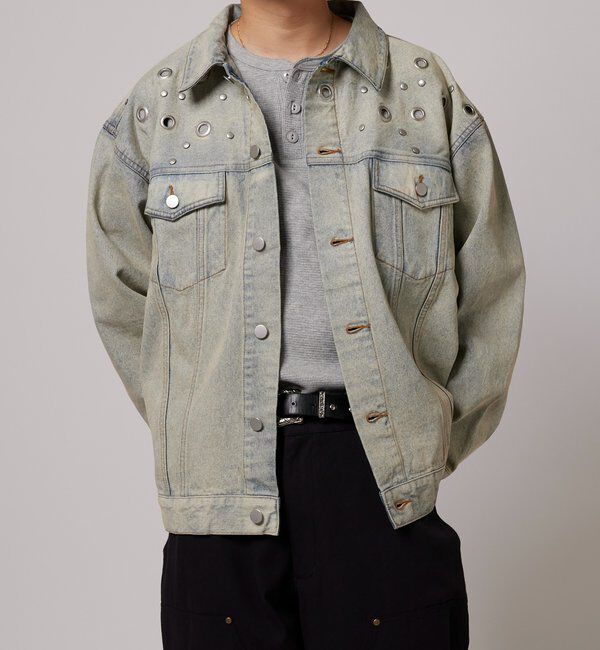  「【UNISEX/ユニセックス】アイレットデニムジャケット」|ブルゾン・スタジャン|