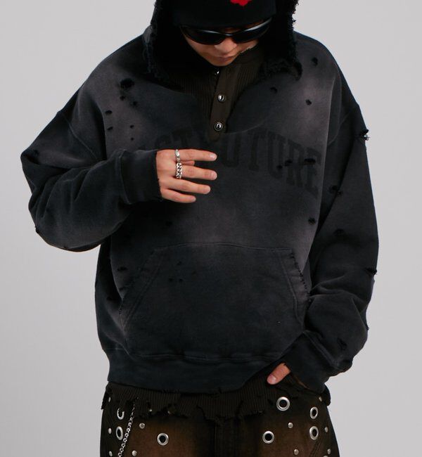  「【FromVintage】ダメージパーカー」|パーカー|