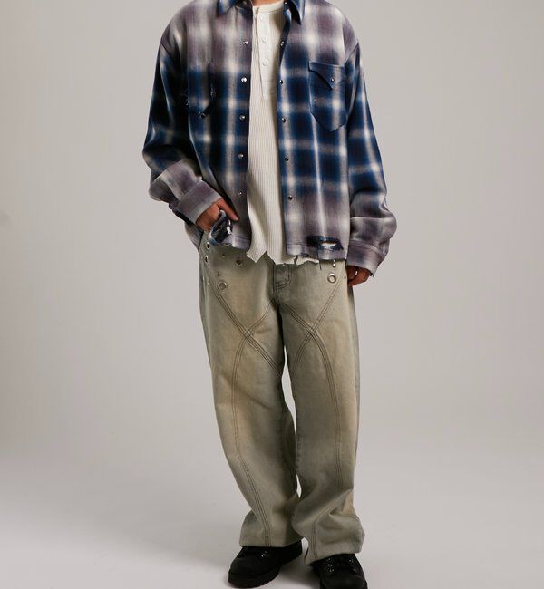  「【FromVintage】ダメージチェックシャツ」|シャツ・ブラウス|