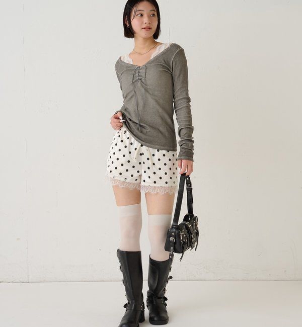  「ドットサテンロゴショーツ」|チノ|