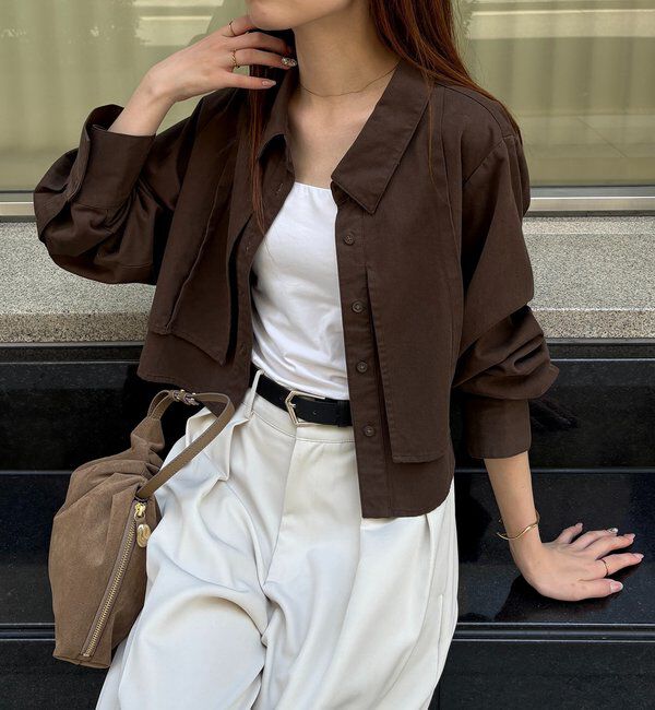  「【セットアップ対応】コットンクロップシャツ」|シャツ・ブラウス|