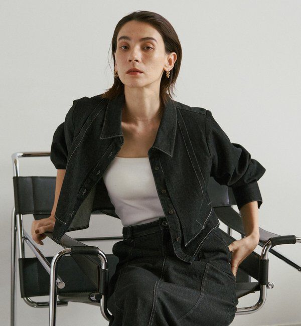  「【セットアップ対応】コットンクロップシャツ」|シャツ・ブラウス|ブラック