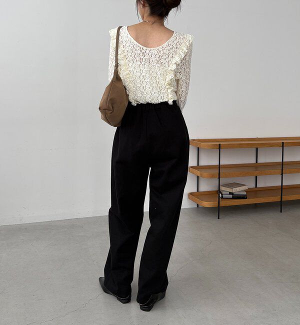  「【前後2WAY/オケージョンにも◎】レースUネックトップス」|Tシャツ・カットソー|