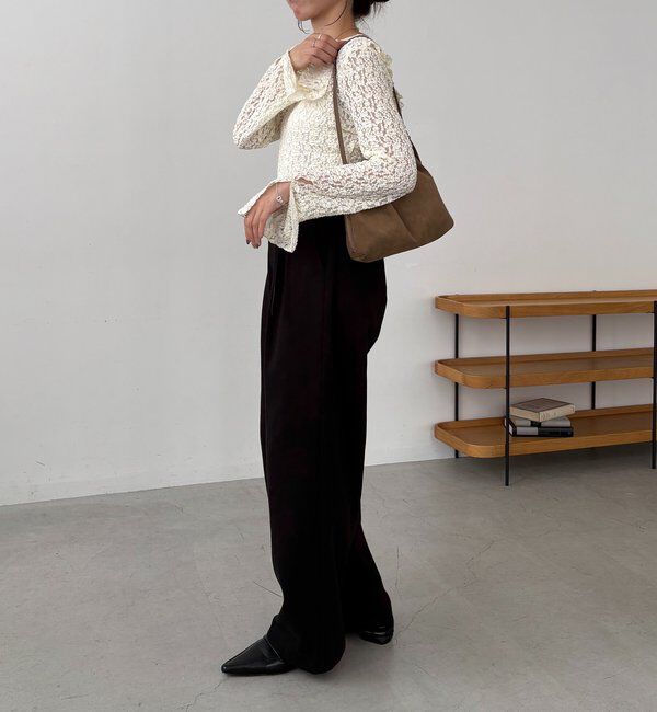  「【前後2WAY/オケージョンにも◎】レースUネックトップス」|Tシャツ・カットソー|