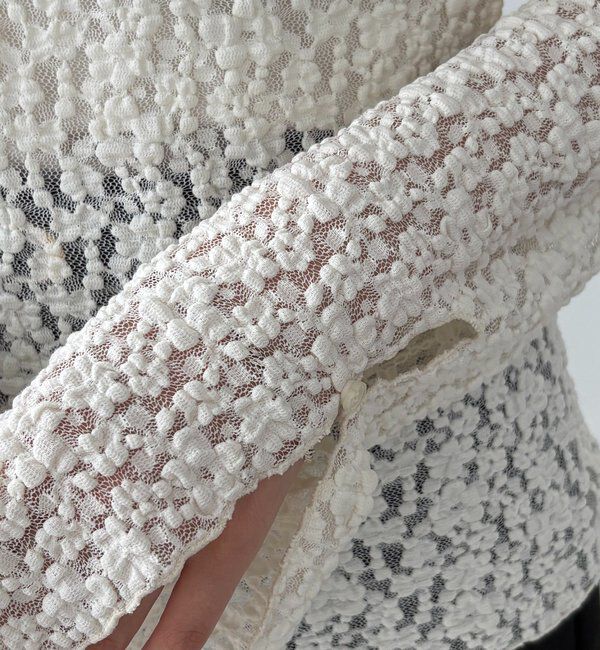  「【前後2WAY/オケージョンにも◎】レースUネックトップス」|Tシャツ・カットソー|