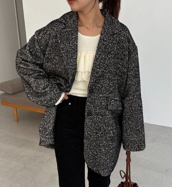  「ツイードテーラーハーフコート」|その他|ブラック