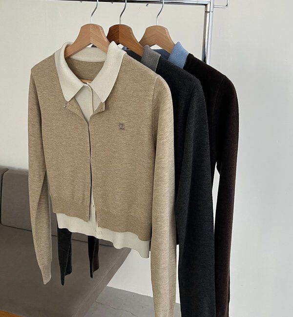  「レイヤードポロニットカーディガン」|カーディガン|