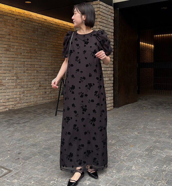  「【オケージョン/サイズ展開あり】フロッキーパフワンピース」|ワンピース|